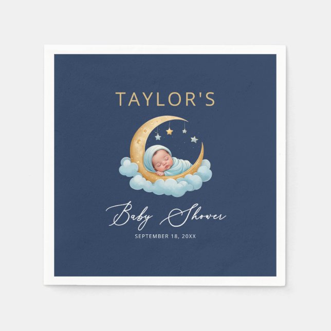 Guardanapos de Chá de Bebê Lua Estrelas Nuvens Cel (Frente)
