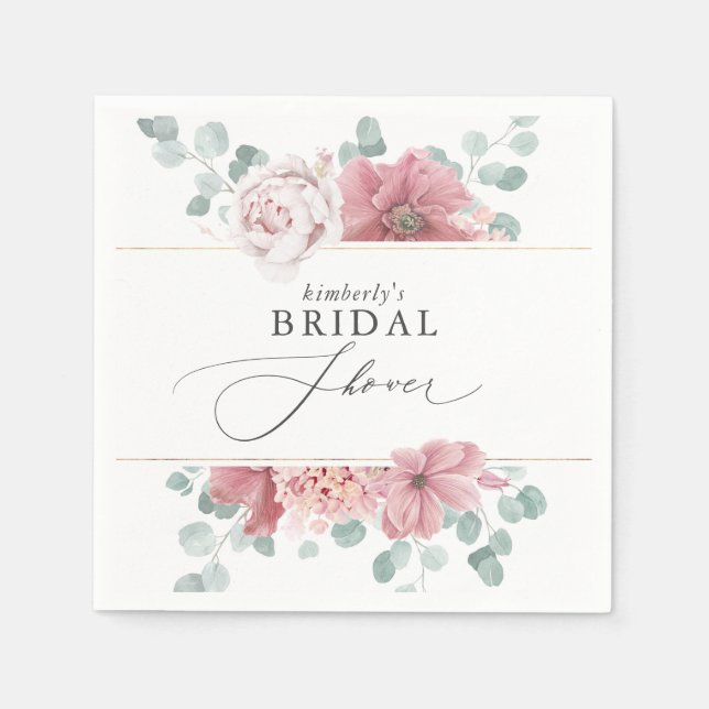 Guardanapos de Chá de Bebê / Noiva em Flor de Rosa (Frente)