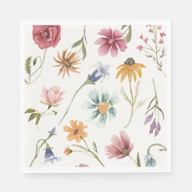 Guardanapos de chá floral aquarela (Frente)