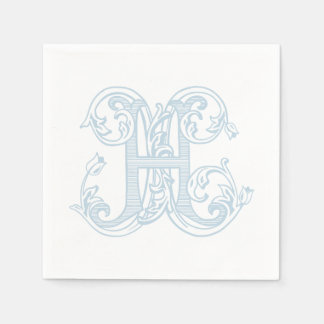 Guardanapos de Cocktail com Monograma "H" Azul Cla