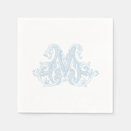 Guardanapos de Cocktail com Monograma "M" Azul Cla