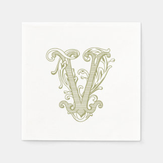 Guardanapos de Cocktail com Monograma "V" em Verde