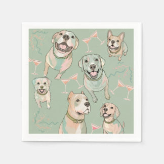 Guardanapos de Cocktail de Cachorros em Verde Salv