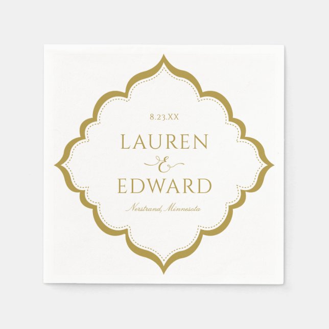 Guardanapos de Cocktail de Casamento com Borda Ele (Frente)