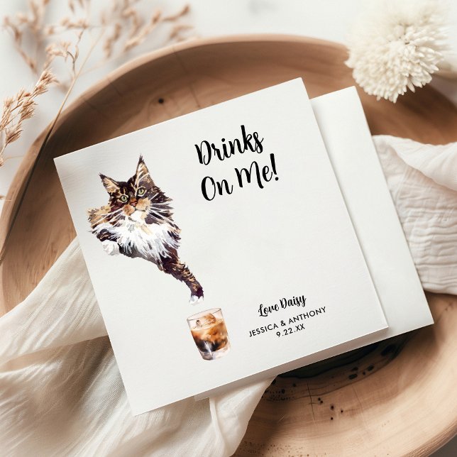 Guardanapos de Cocktail de Casamento de Gato (Criador carregado)