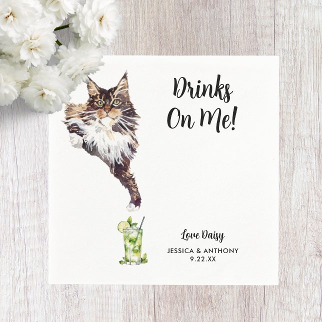 Guardanapos de Cocktail de Casamento de Gato (Criador carregado)