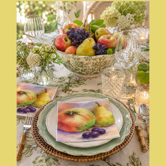 Guardanapos de Cocktail de Frutas Estilo Fazenda R (fruit-harvest-paper-napkins-garden-party-table-setting)