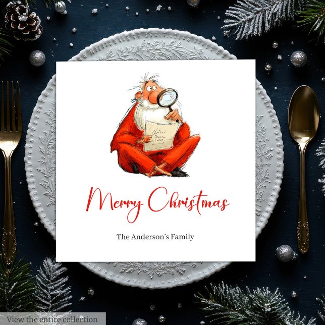 Guardanapos de Cocktail de Natal com Aquarela Dive (Watercolor Santa Funny Holiday Cocktail Napkins)