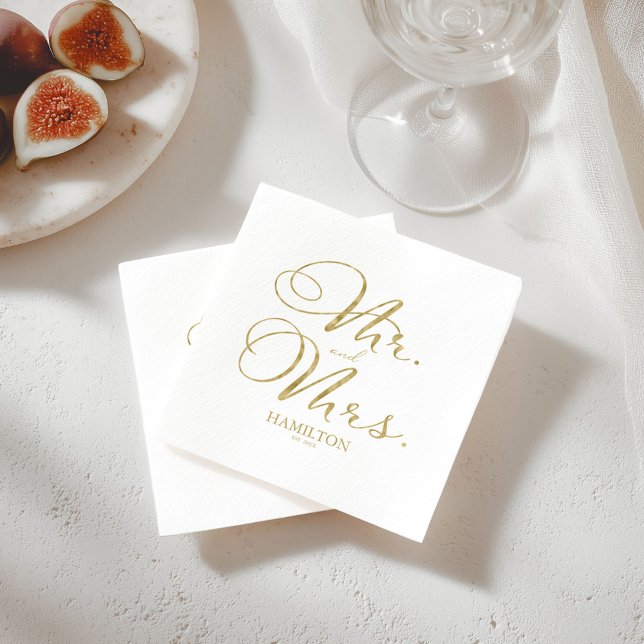 Guardanapos de Cocktail de Noivado Mr e Mrs Elegan (Criador carregado)