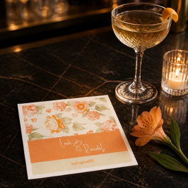 Guardanapos de Cocktail de Papel Floral Laranja pa