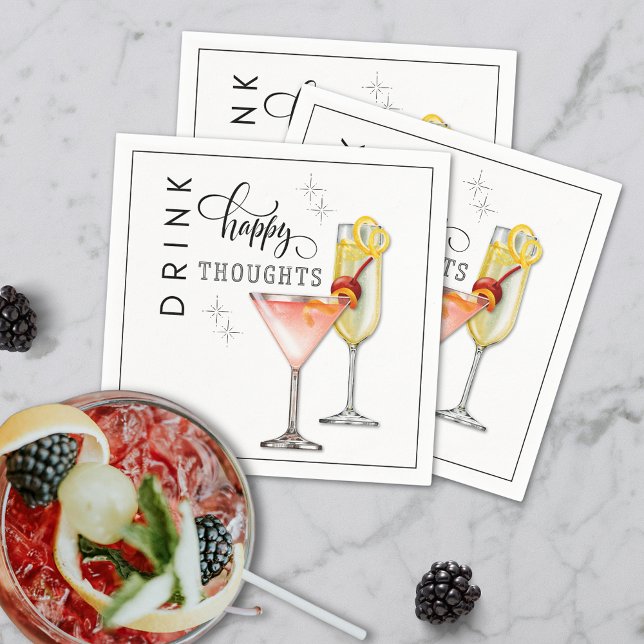 Guardanapos de Cocktail Drink Happy Thoughts (Criador carregado)