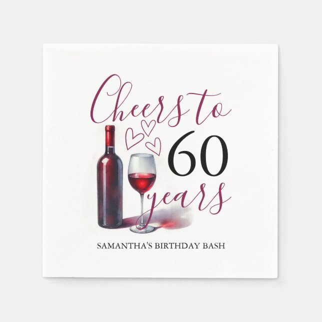 Guardanapos de Cocktail para Aniversário de 60 ano (Frente)