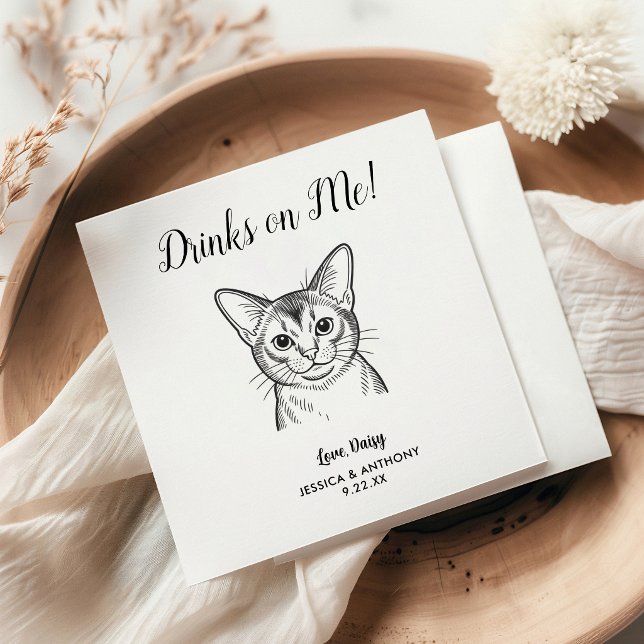 Guardanapos de Cocktail para Casamento de Gato Mod (Criador carregado)