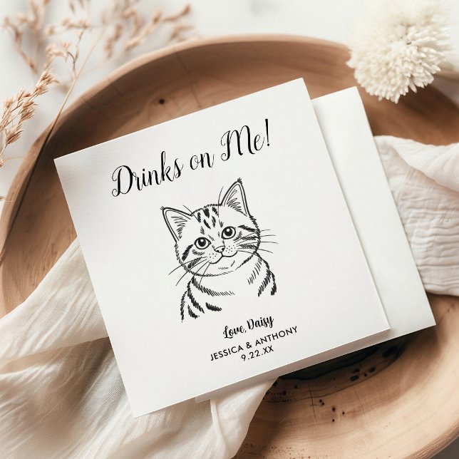 Guardanapos de Cocktail para Casamento de Gato Mod (Criador carregado)