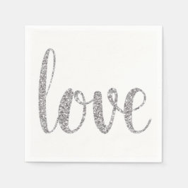 Guardanapos de coquetel de amor prateado, fonte br