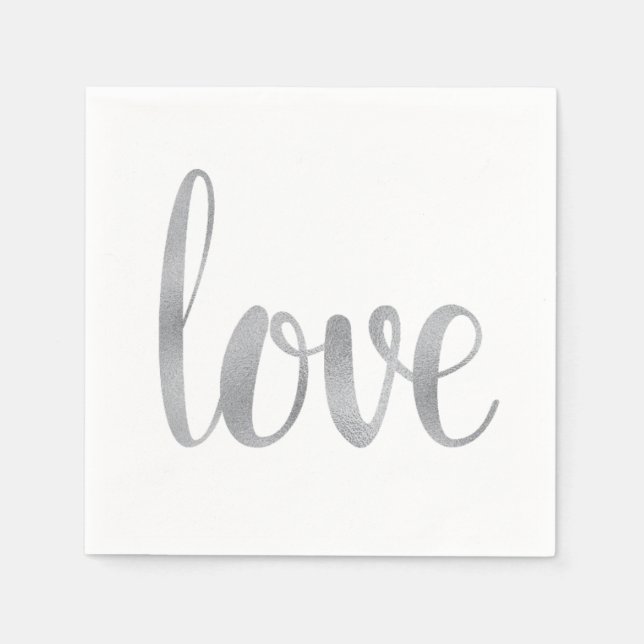 Guardanapos de coquetel de amor prateado, fonte de (Frente)