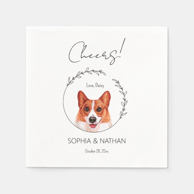 Guardanapos de coquetel para casamento de cachorro (Frente)