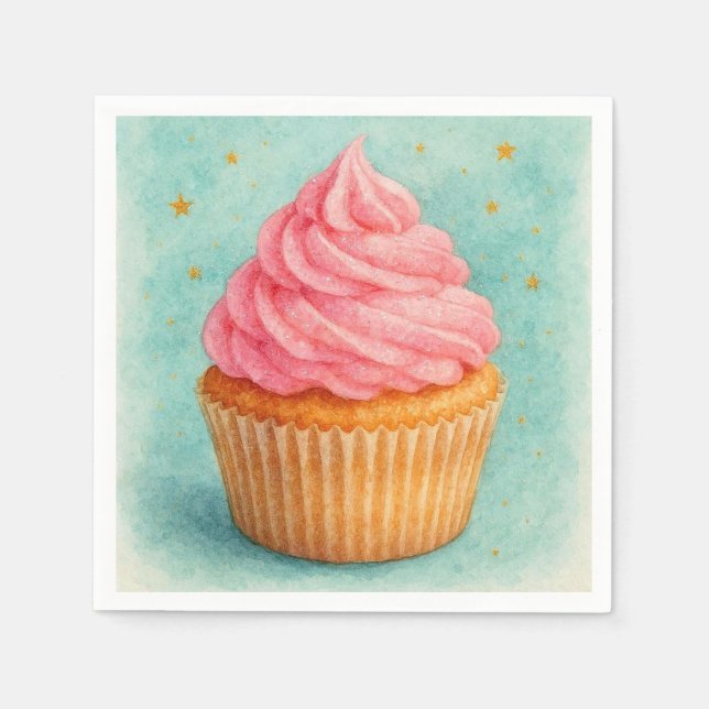 Guardanapos de Cupcake Rosa. (Frente)