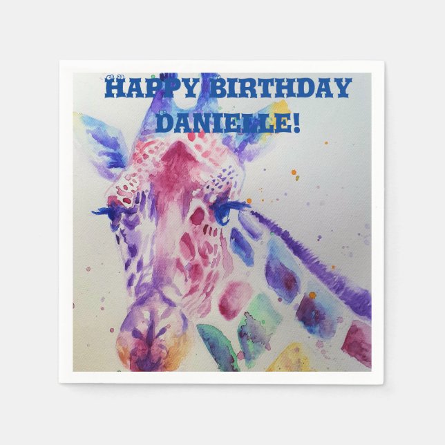 Guardanapos de Decoração de Zoológico de Girafa Fo (Frente)