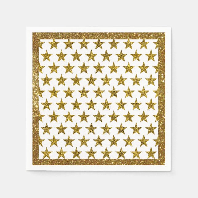 Guardanapos de estrelas com brilho dourado (Frente)