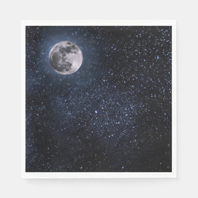 Guardanapos de Estrelas no Céu Noturno da Lua Chei (Frente)
