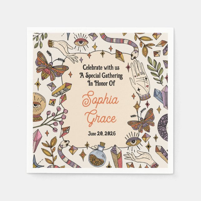 Guardanapos de Festa Celestial Boho Místico (Frente)