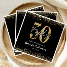 Guardanapos de festa Chic Black Gold 50th