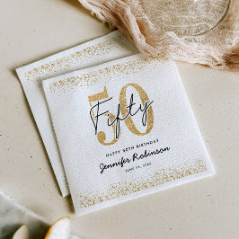 Guardanapos de festa Chic White Gold 50th