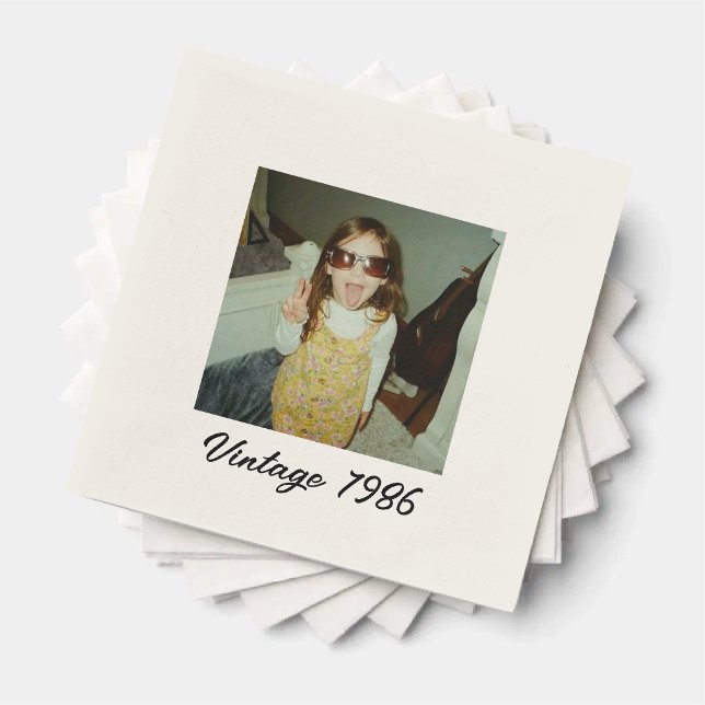 Guardanapos de festa com ano personalizado de foto (Criador carregado)