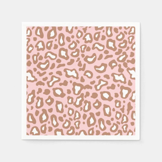 Guardanapos de festa com estampa de leopardo rosa  (Frente)