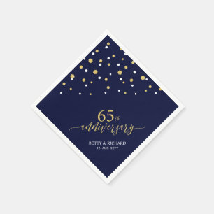 Guardanapos de festa de 65º aniversário em dourado