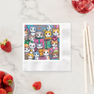 guardanapos de festa de aniversário com presentes 