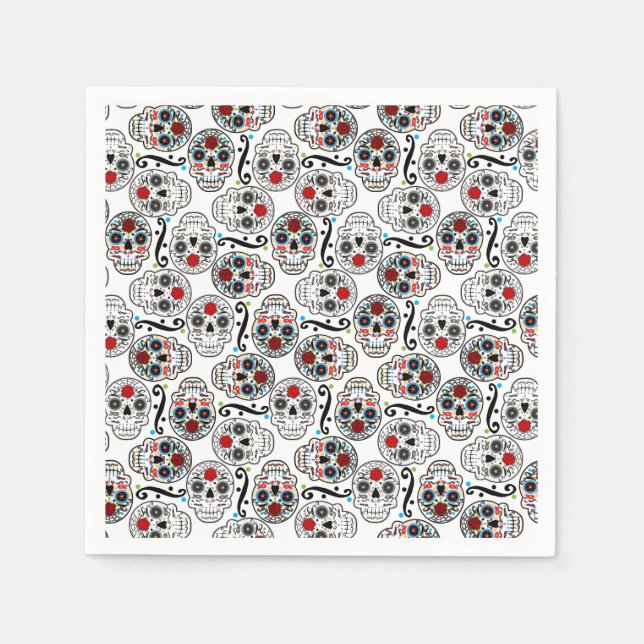 Guardanapos de festa de caveiras de açúcar do Dia  (Frente)