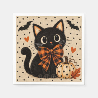 Guardanapos de festa de Halloween com abóbora e ga