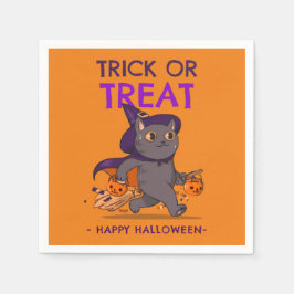 Guardanapos de festa de Halloween, gato com chapéu