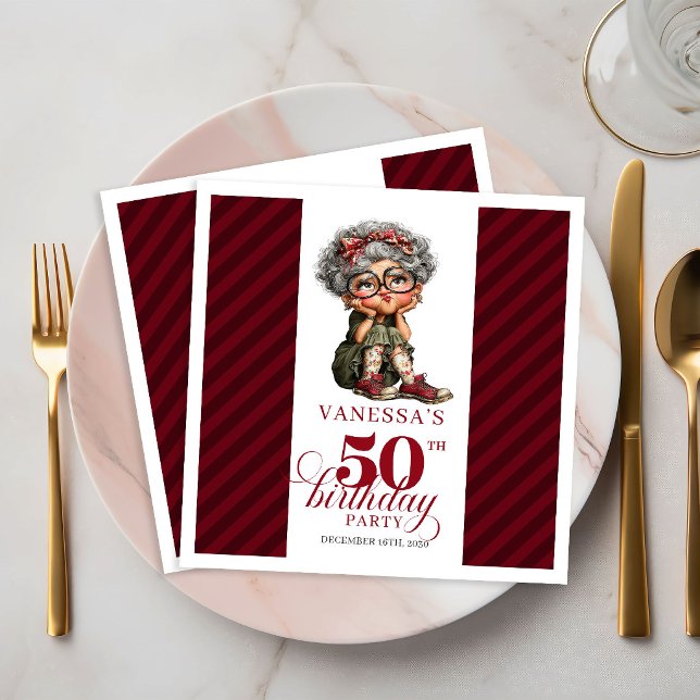 Guardanapos de festa excêntricos para mulher mais  (50th Birthday Funny Old Woman Quirky Party Napkins Set)