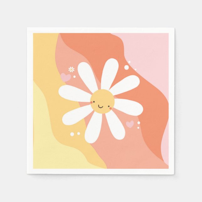 Guardanapos de festa Flower Power Daisy hippie dos (Frente)