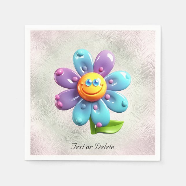 Guardanapos de Flores Amarelas Roxas Azuis (Frente)