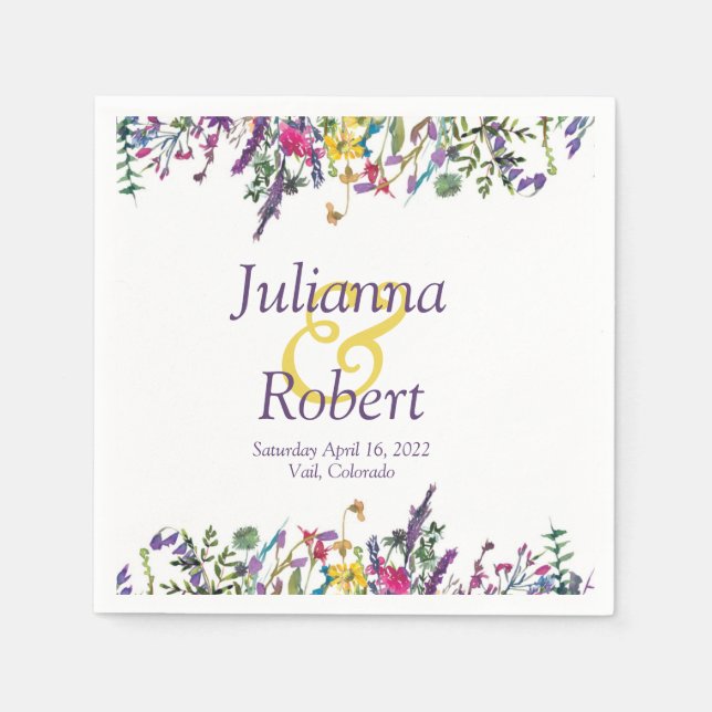 Guardanapos de flores silvestres coloridas (Frente)