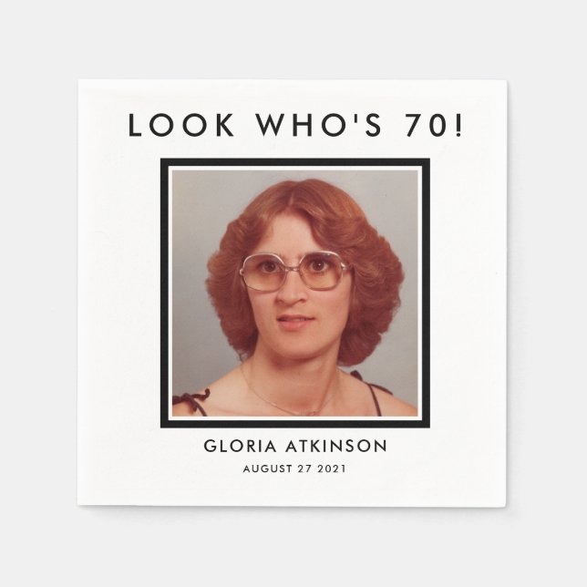 guardanapos de fotos personalizados de 70 aniversá (Frente)