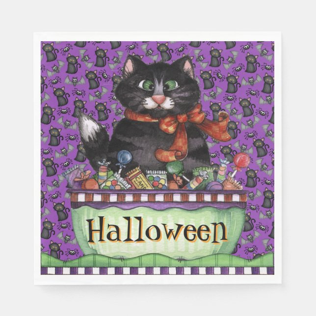 Guardanapos de Gato Feliz Halloween (Frente)