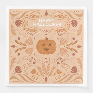 Guardanapos de Halloween com Arte Popular de Abóbo