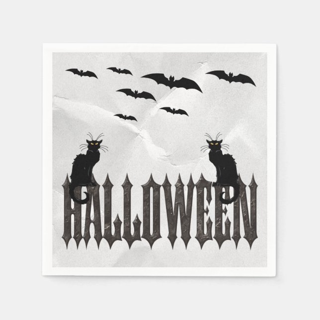 Guardanapos de Halloween com Morcegos Voadores e G (Frente)