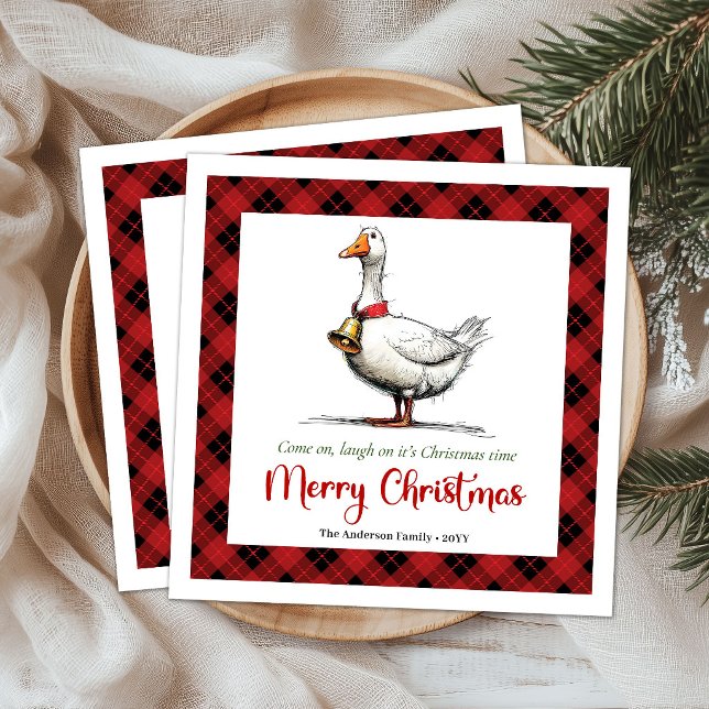 Guardanapos de Humor Pato Divertido Natal (Christmas Playful Silly Goose Humor Napkins)