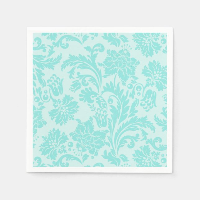 Guardanapos de impressão floral verde-teal (Frente)