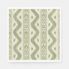 Guardanapos de jantar de papel Ikat verde e creme,