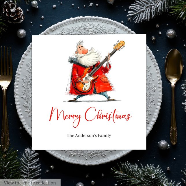 Guardanapos de jantar festivos engraçados e extrav (Funny Quirky Santa Festive Holiday Dinner Napkins)