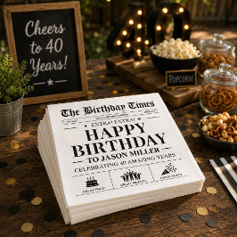 Guardanapos de Jornal de Aniversário Personalizado
