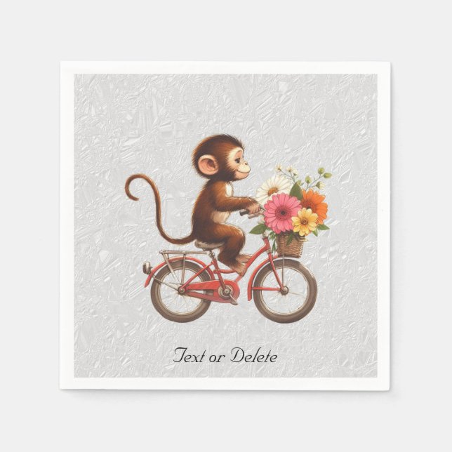 Guardanapos de Macaco de Bicicleta Floral (Frente)