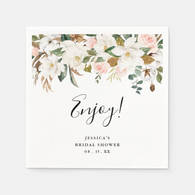 Guardanapos de Magnólias Elegantes e Chá de Panela (Frente)